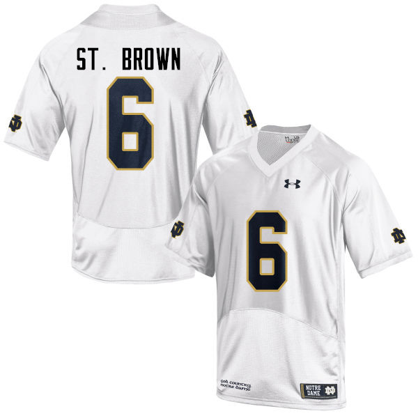 Men #6 Equanimeous St. Brown Notre Dame Fighting Irish College Football Jerseys-White - Click Image to Close